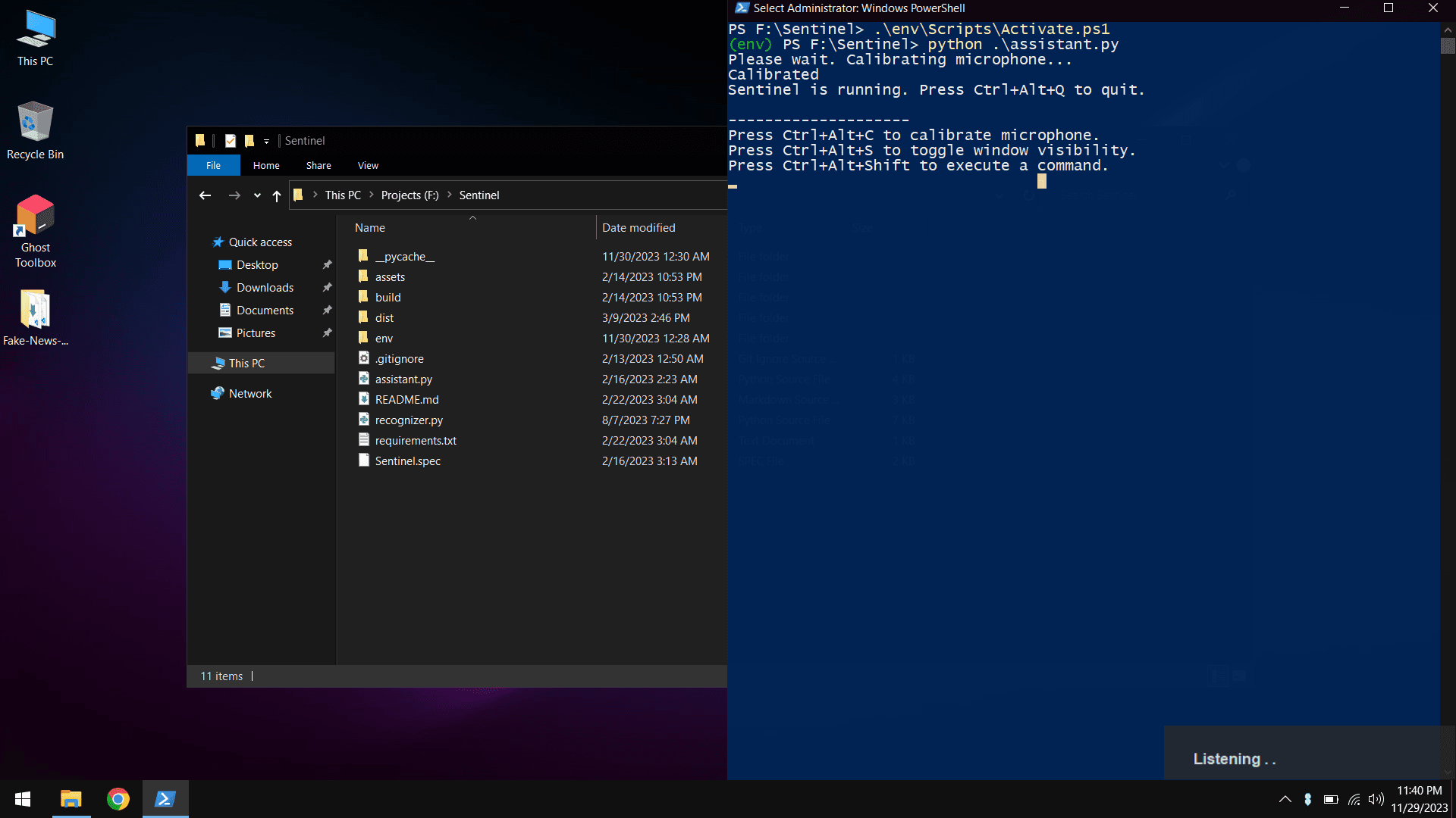 Sentinel project screenshot